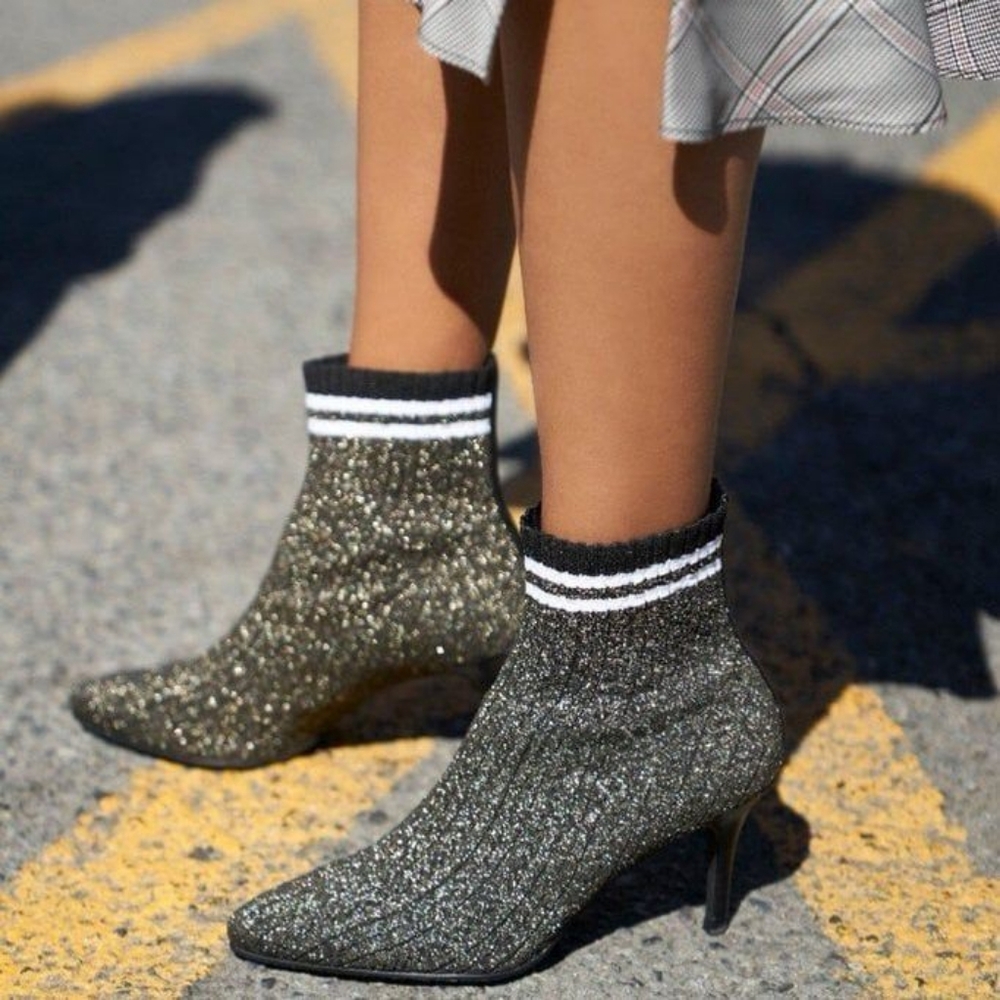 Stuart Weitzman Waverly Sock booties glitter size 8.5